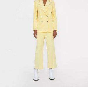 Zara Yellow Wide Wale Corduroy Cropped Pants Sz XS